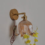 Vintage Glass Wall Sconce - LED Pull Chain Switch Up Down Rotate Wall Lamp