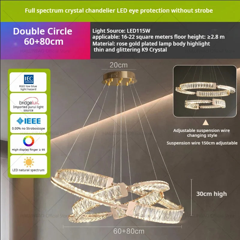 Light Luxury Crystal Chandelier for Elegant Living & Dining Atmosphere
