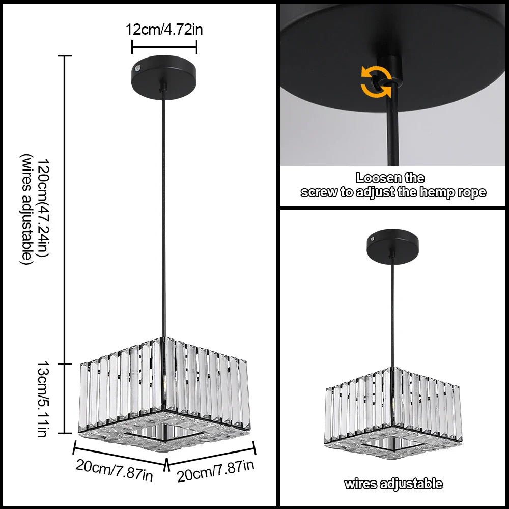 Crystal LED Pendant Light for Kitchen Dining Living Room