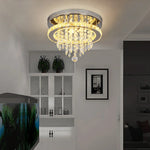 Crystal LED Ceiling Chandelier: Remote Dimming Round Lamp for Luxury Home Decor