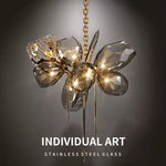 Glass Shades LED Chandelier Stairs Art Metal Lighting Luxe Chain Hanging Lamp