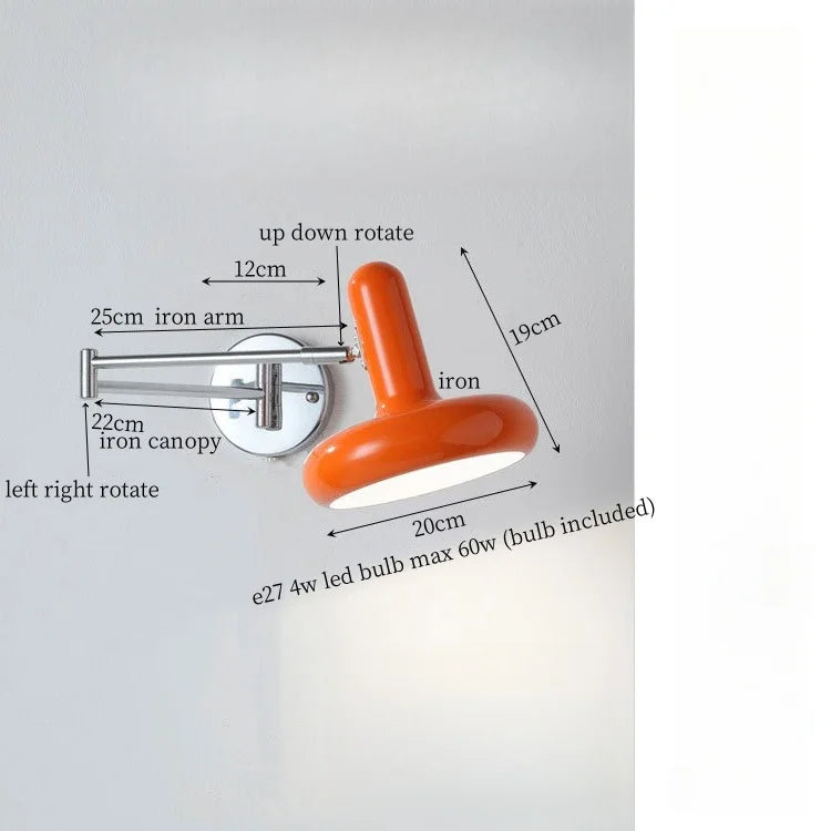 Swing Arm LED Wall Lamp Cream for Living Room Bedside Mirror Light