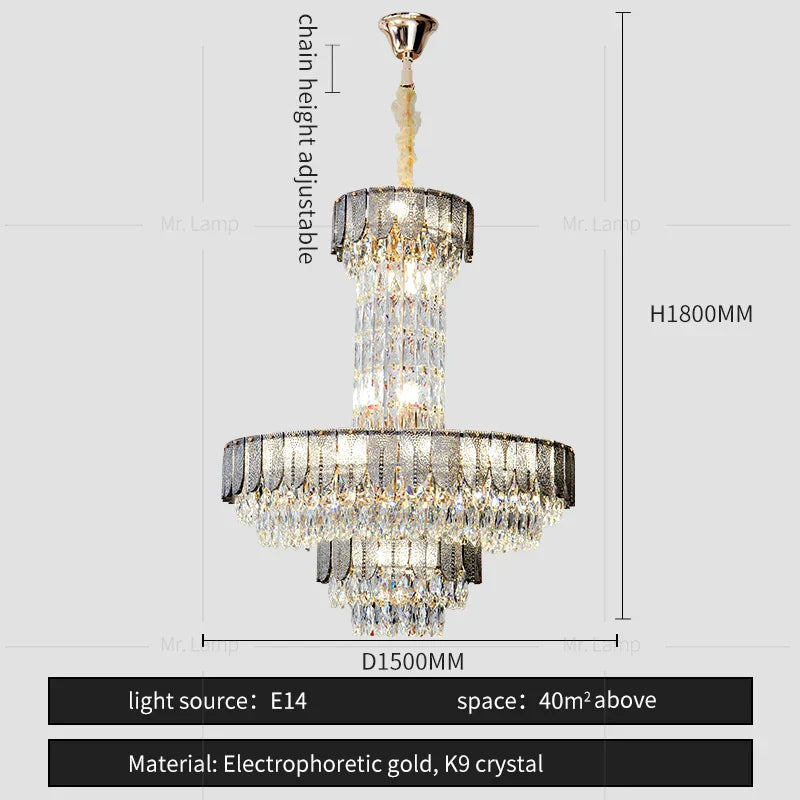 Crystal Chandelier: Postmodern Multi-layer Luxury for Living Room, Hotel Lobby, and Villa
