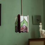 Tiffany Glass Pendant Light for Dining Room, LED Colorful Hanging Lampshade