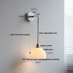 Afralia™ Ceramic LED Wall Lamp with Pull Chain Switch, Adjustable Stair Light Sconce