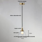 Copper Socket LED Pendant Light with Phenix Glass Shade, Adjustable Hanging Lamp