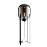 Nordic Smoky Gray Glass Table Lamp Postmodern Iron Desk Lamps for Living Room