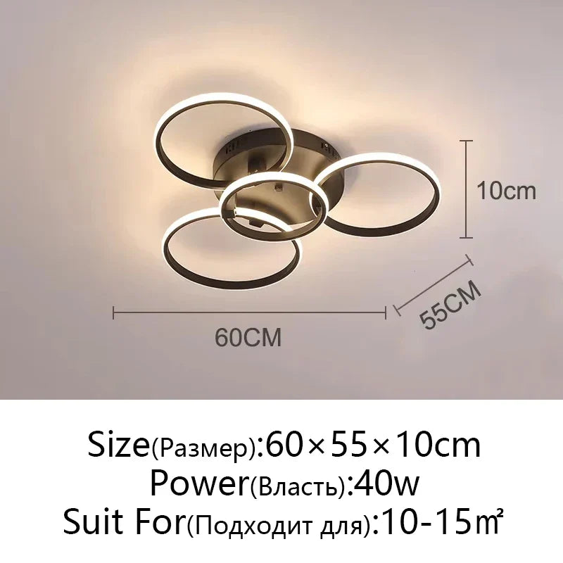 Modern LED Ceiling Chandelier in Gold & Black for Living Room, Bedroom, Study - Dimmable Indoor Lighting