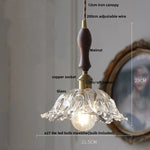 Walnut Wood LED Pendant Light Fixture with Adjustable Green Glass Shade