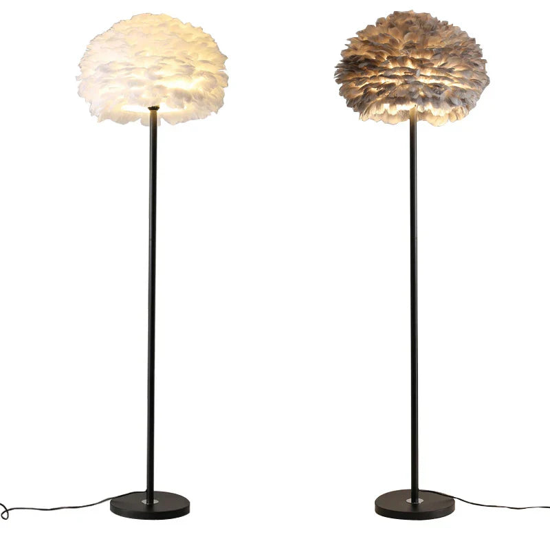 Feather White Grey Floor Lamp Minimalist Standard Light Living Room Shop Bedside Standing Lamps