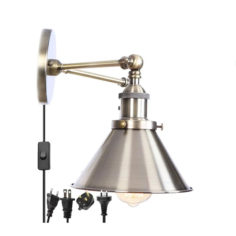 Loft Plug In LED Wall Lights 2 Heads Industrial Aplique Pared