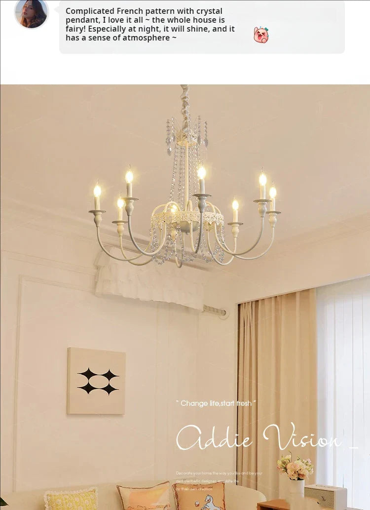 French Light Luxury Living Room Chandelier American Atmosphere Candle Lamp