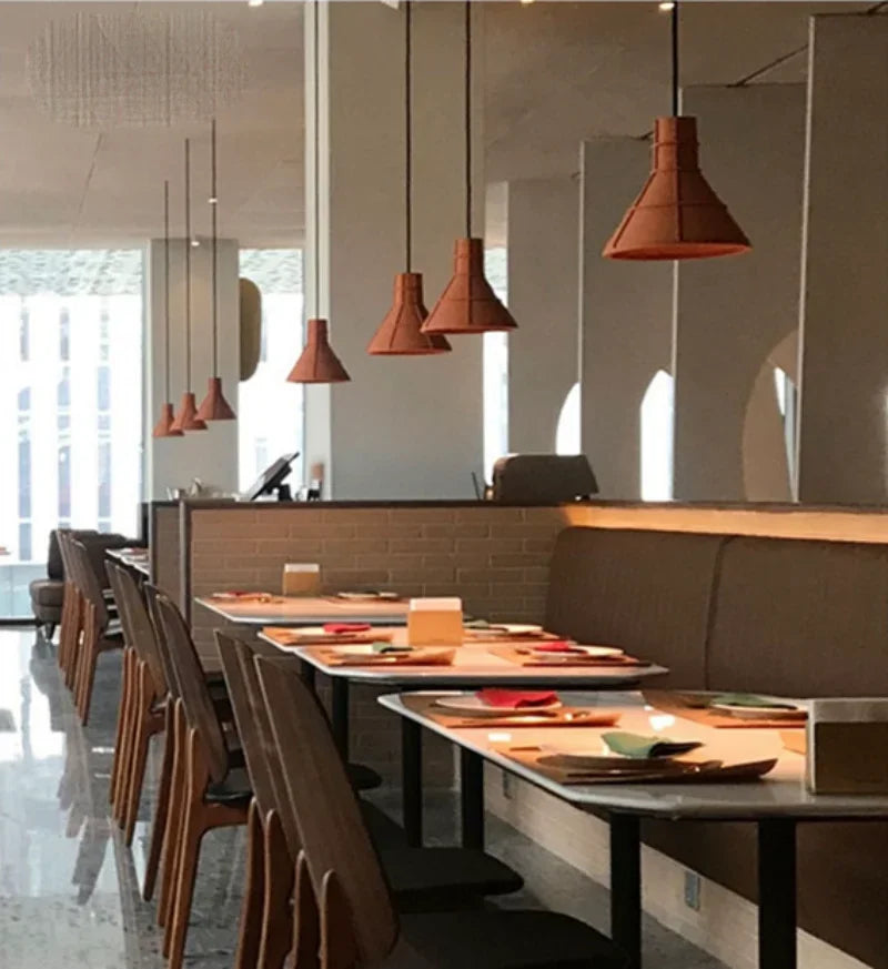 Nostalgic Industrial Cement Pendant Lamp Orange Hanging Light for Home Decor