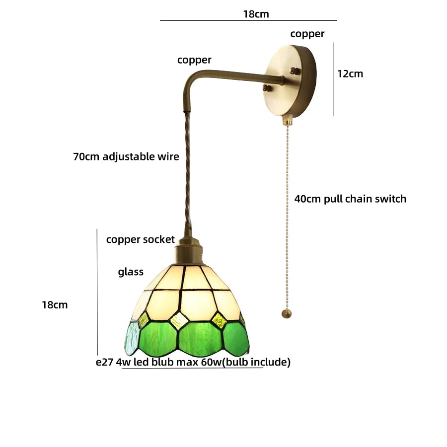 Tiffany Glass Wall Sconce LED Light for Modern Decor