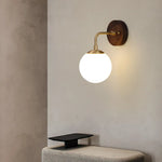 Afralia™ Walnut Wood Glass Wall Light Fixture for Home Decor, Modern Nordic Design