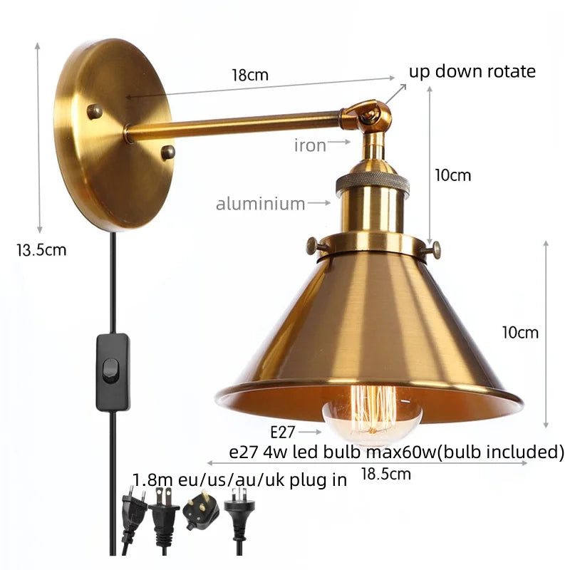 Afralia™ Pink Retro LED Wall Light Fixture - Industrial Vintage Ambient Luminaire