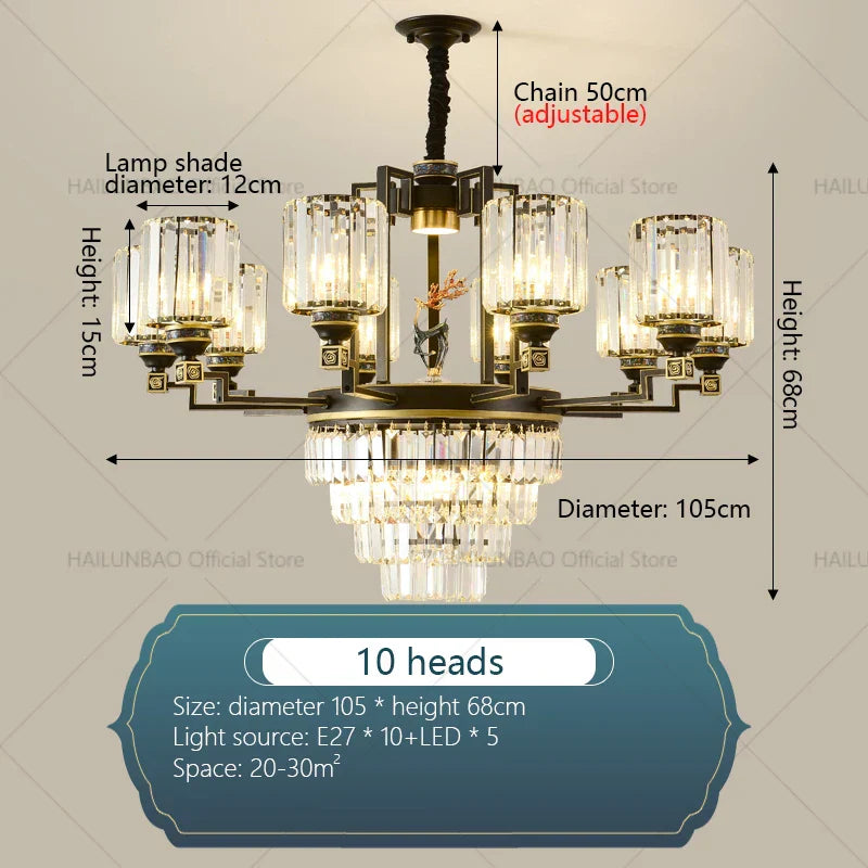 Zen Crystal Chandelier: Modern Luxury Living Room Dining Room Lamp