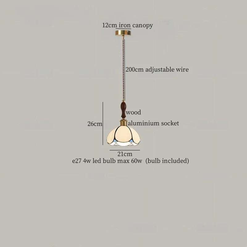 Afralia™ Green Glass LED Pendant Lights American Vintage Hanging Lamp
