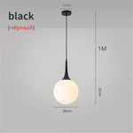 Glass Ball LED Pendant Lights for Modern Living Room, Black/White Horn Fixtures