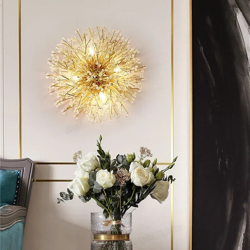 Nordic Crystal LED Wall Light: Modern Gold Living Room Decor & Bedroom Bedside Lamp