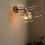 LED Glass Copper Wall Sconce Pull Chain Switch Lamp for Bedroom Living Room