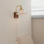 Modern Walnut Brass LED Wall Light Rotatable Bedside Sconce Stair Fixture