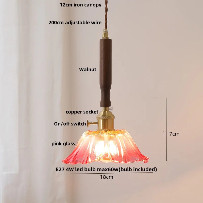 Afralia White Ceramic LED Pendant Light with Walnut Wood Accent - Modern Nordic Design