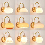 LED Glass Iron Wood Wall Light Fixture Modern Nordic Bedside Lamp