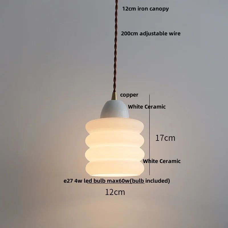 White Glass Copper LED Pendant Lights - Modern Nordic Kitchen Bar Lamp