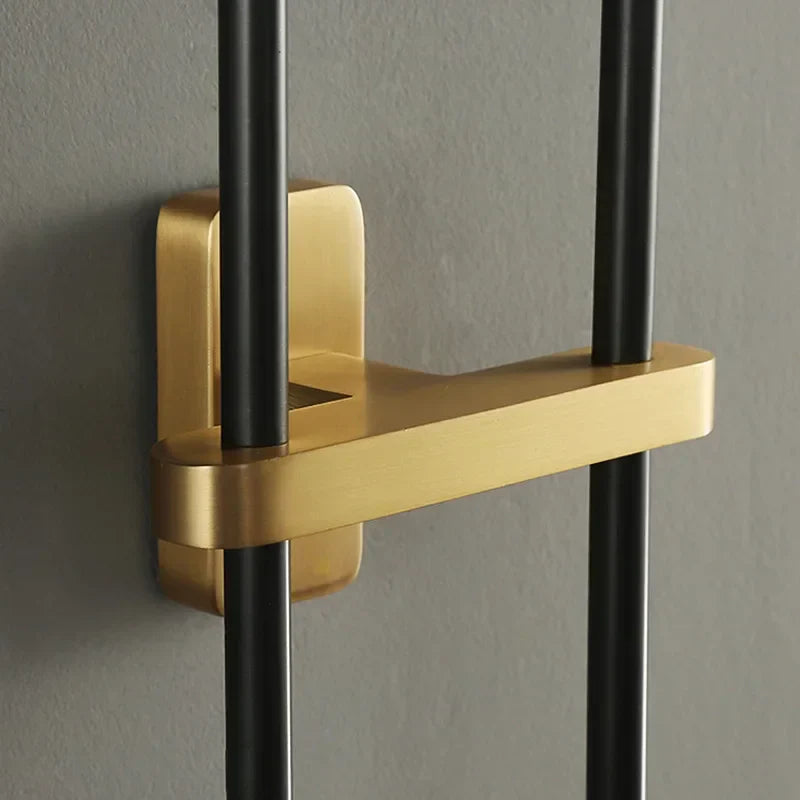 Smokey Gray Glass Linear Brass LED Wall Lights