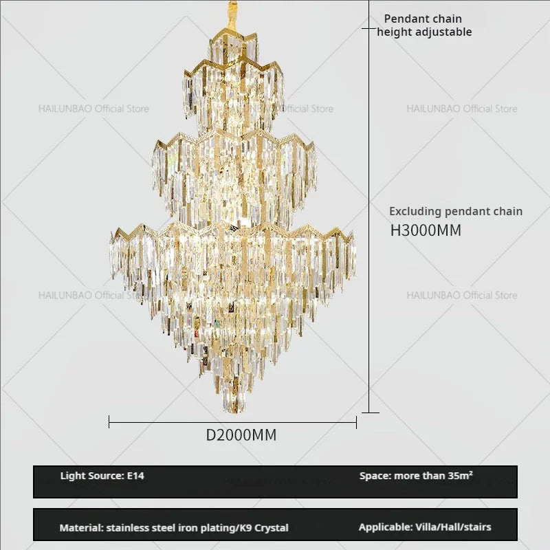Crystal Chandelier | Modern Luxury Duplex Building Chandelier for Villa and Hotel