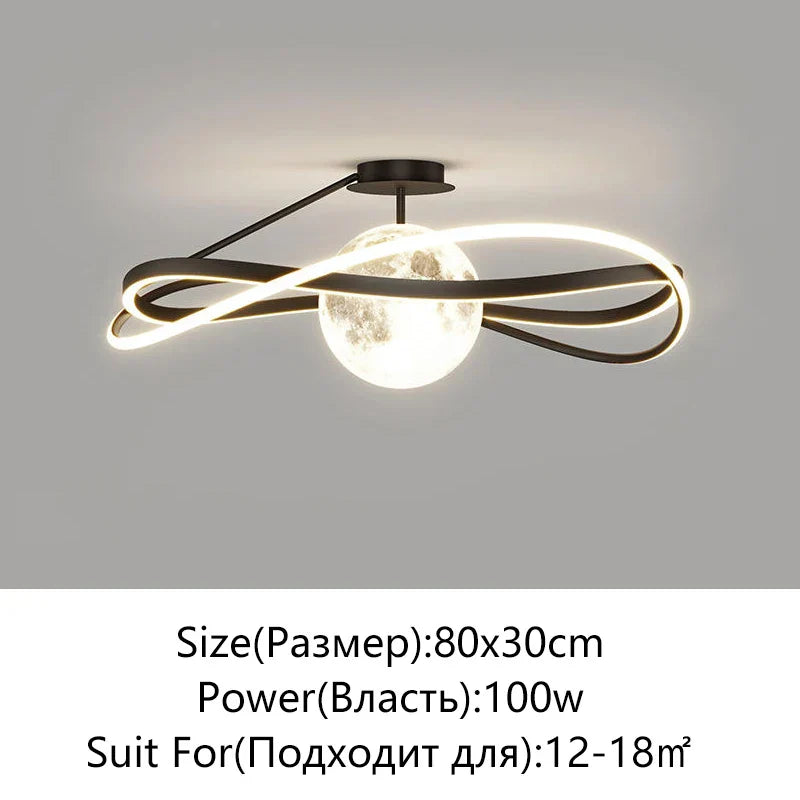 Moon LED Chandelier: Minimalist Modern Design for Living, Dining, or Bedroom Lighting