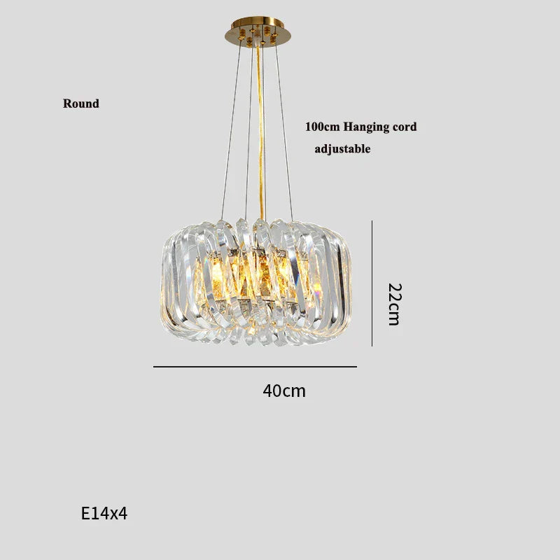 Oval LED Glass Chandelier Lighting in Gold & Silver Stainless Steel