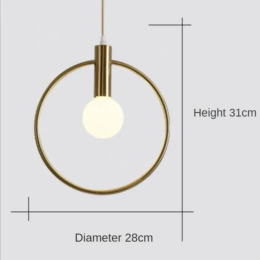 Gold Ring Glass Ball Pendant Light Fixture for Bedroom Living Room.