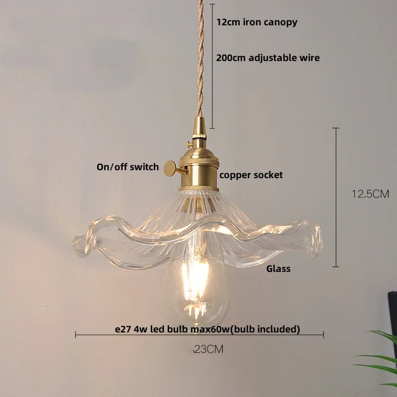 Yellow Glass LED Pendant Lights with Adjustable Hanging Lamp