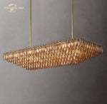 Chiara Smoke Glass Tiered Chandelier - Modern Large Rectangular Hanging Lights