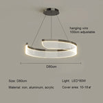 Modern Acrylic LED Semicircle Pendant Light Chandelier for Living Room and Bedroom