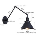 Afralia™ Gold Long Arm LED Wall Sconce with Pull Chain Switch