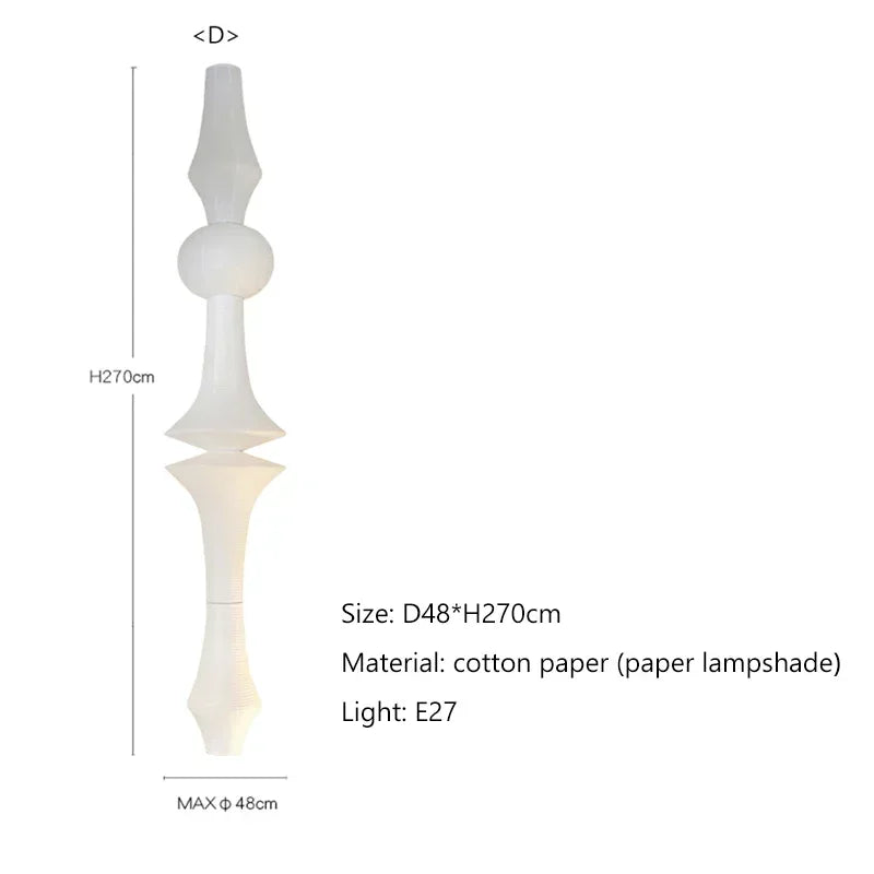 Japanese Cotton Paper Pendant Lamp Wabi Sabi Chandelier with E27 Bulb