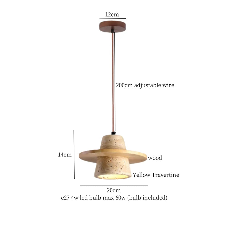 Yellow Travertine Stone Glass LED Pendant Lamp for Children's Room and Living Space