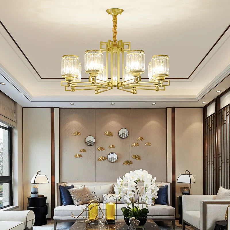 Crystal Chandelier: Elegant Chinese Style Lighting for Living Room, Bedroom, and Study