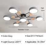 Modern LED Ceiling Lamp - Wood Round Ceiling Lights Macaron Chandelier