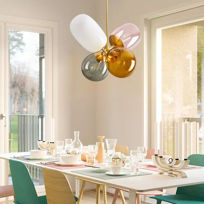 Glass Balloon Chandelier: Colorful Suspension Pendant Light for Living Room, Bedroom