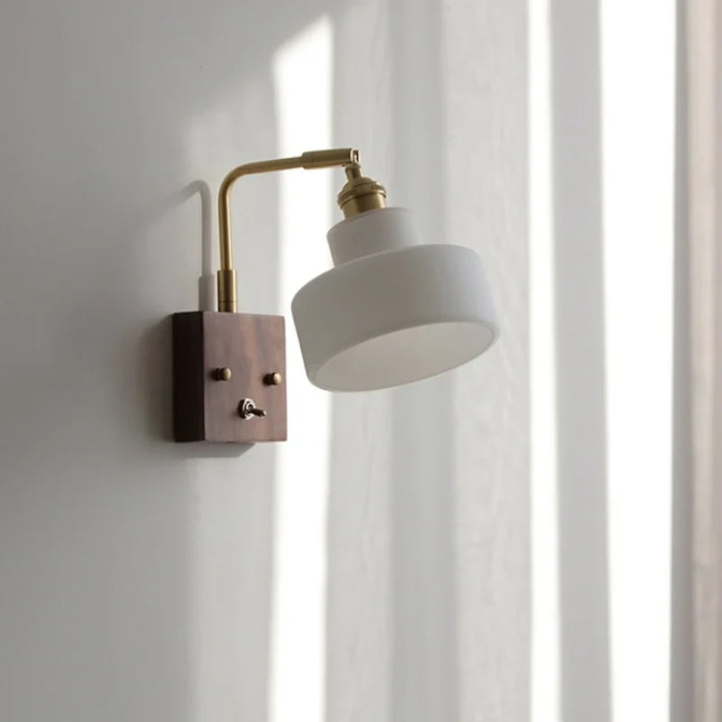 Rotatable LED Wall Sconce Glass Walnut Stair Light