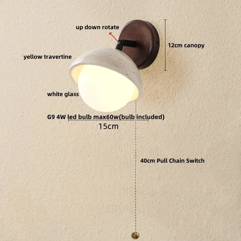 Yellow Travertine LED Wall Lights Pull Chain Nordic Modern Stair Light