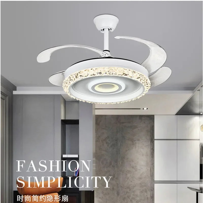 42" Leaf Fan Chandelier Invisible Fan Lighting for Bedroom and Dining Room