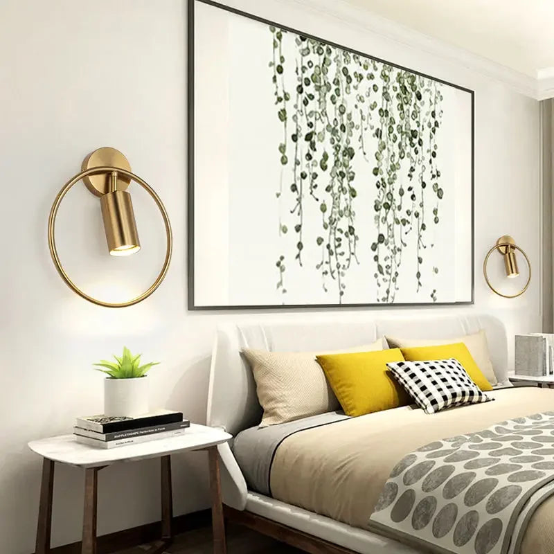 Adjustable LED Brass Gold Ring Wall Sconce Light for Home Hotel Bar