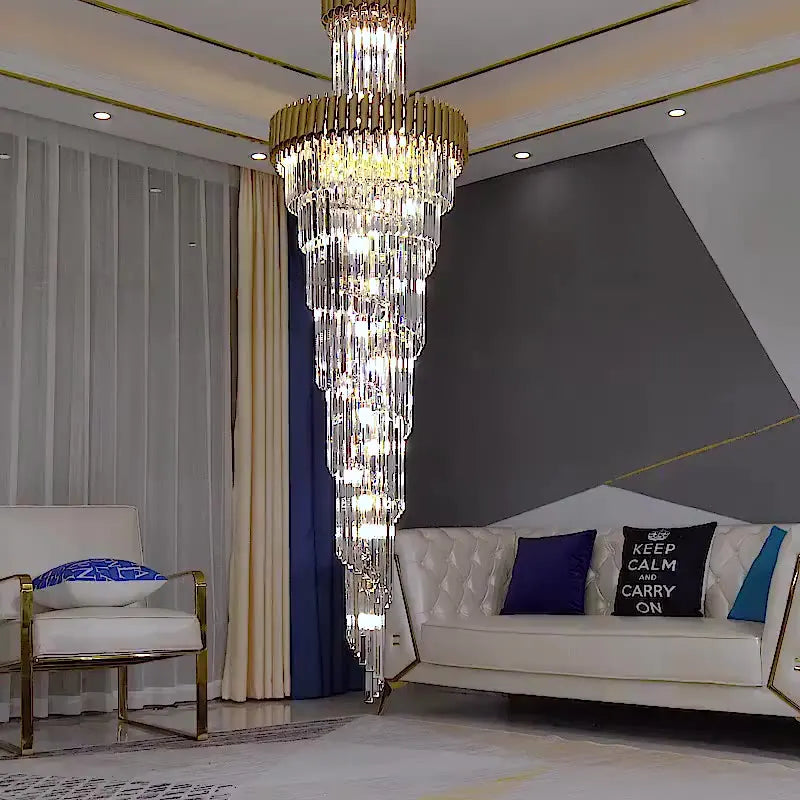Modern Crystal Chandelier - Loft Black and Gold Villla Living Room Lighting