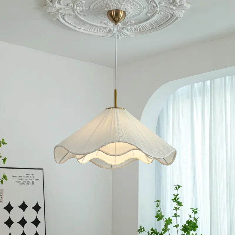 Nordic Fabric LED Chandelier Modern White E27 Pendant Lights Dining Room Art Decor