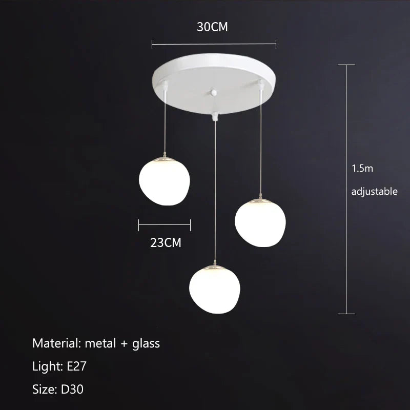 Nordic Glass Lampshade LED Ceiling Chandelier for Home Decoration